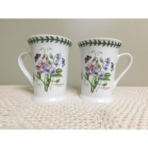 Lot of 2 Portmeirion Botanic Garden Cup Lathyrus Odoratus Sweet Pea Pimpernel